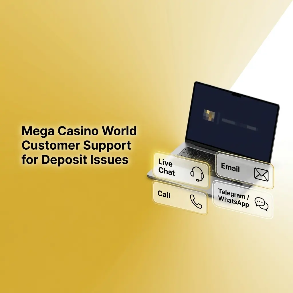 Mega Casino World 24/7 customer support for deposit issues via live chat, email, WhatsApp, and phone helpline