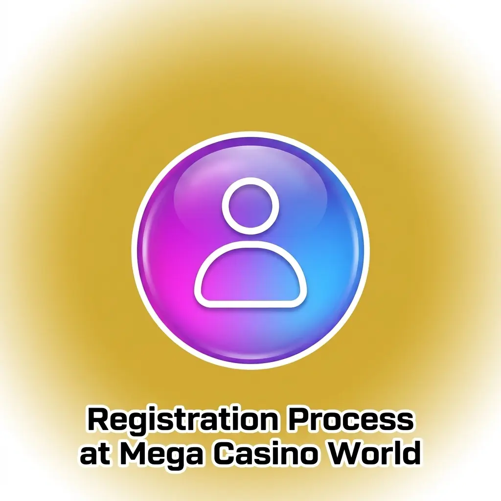 Step-by-step registration process at Mega Casino World showing sign-up form, password setup, and OTP verification