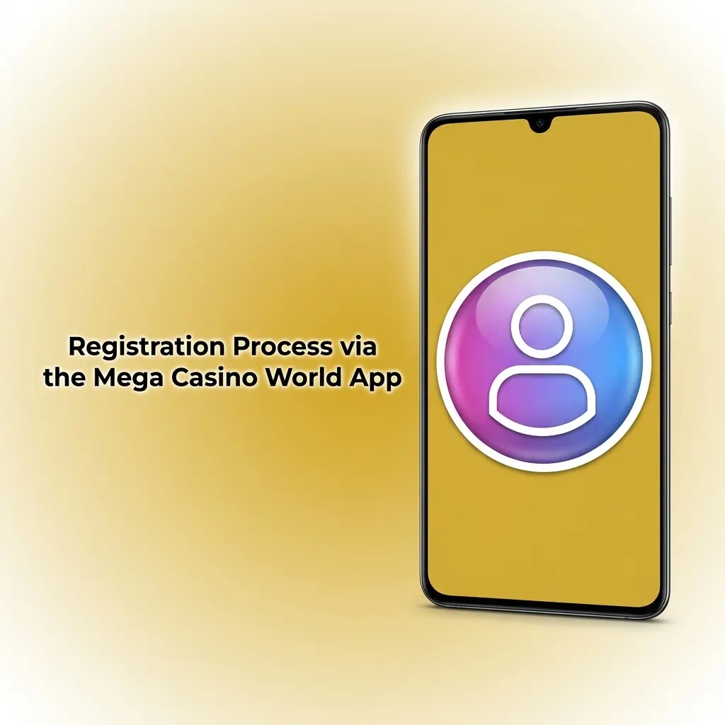 Step-by-step registration on Mega Casino World app: enter mobile number, password, select BDT, verify OTP, and start playing.