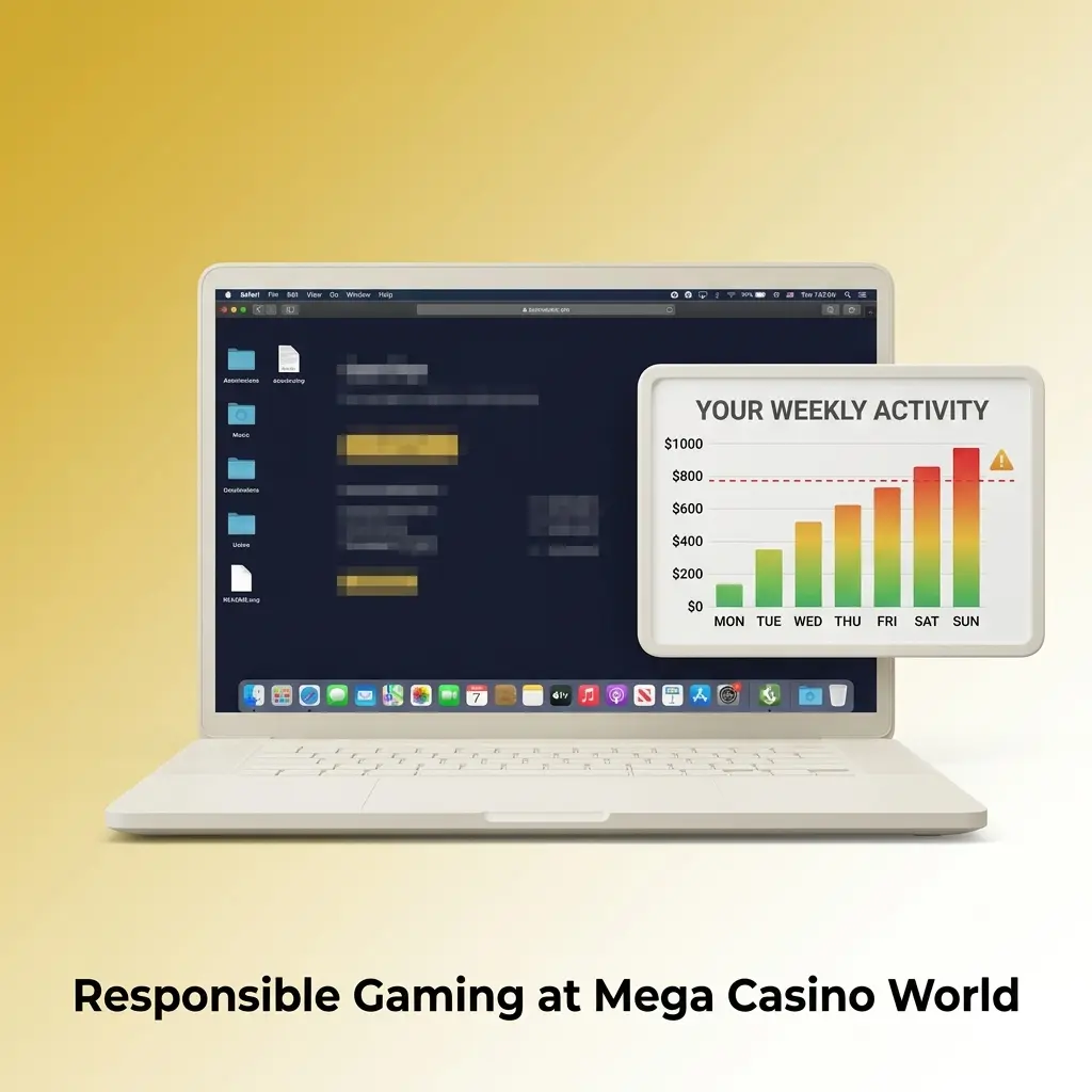 Responsible gaming tools at Mega Casino World: deposit and loss limits, session reminders, cooling off, and self-exclusion options.